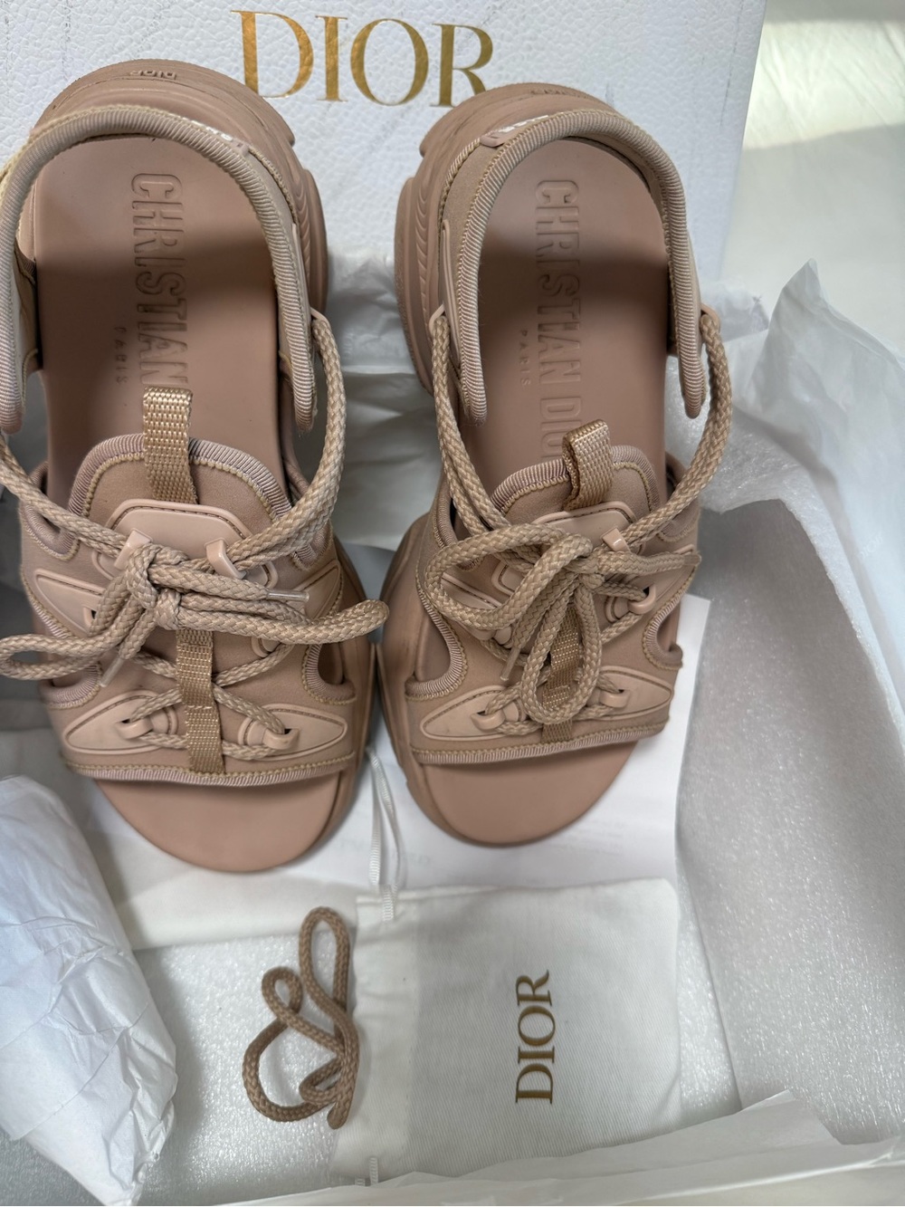 Dior Women’s Taupe Lace-Up Sport Sandals